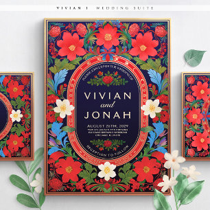 VIVIAN I - farbenfrohe blumengeschichtliche Einlad Einladung
