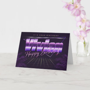 Vivian Name Vorname lila retro Karte Geburtstag