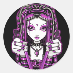 "Vivian" Pink Cyber Goth Fairy Stickers