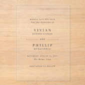 Vivian Simple Elegant Wedding Save the Date Acryleinladungen (Vorderseite)