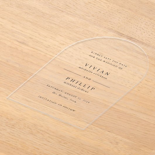 Vivian Simple Elegant Wedding Save the Date Acryleinladungen (Ablage )