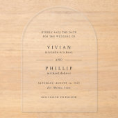 Vivian Simple Elegant Wedding Save the Date Acryleinladungen (Vorderseite)