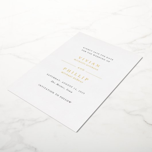 Vivian Simple Elegant Wedding Save the Date Folieneinladung (Gedreht)
