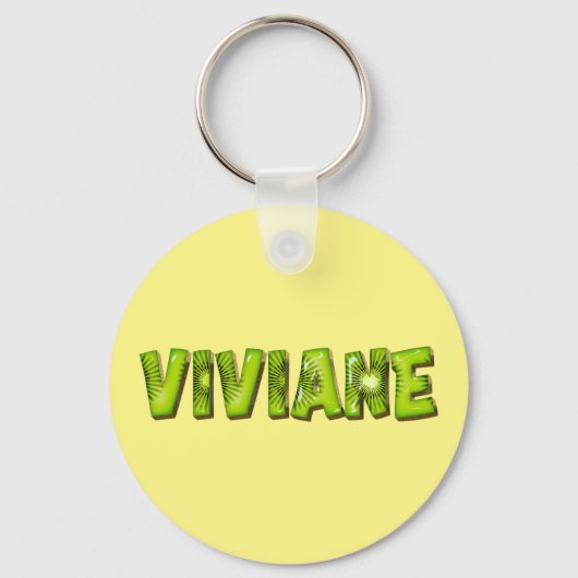 Viviane Name Kiwi Design Schlüsselanhänger (Vorderseite)
