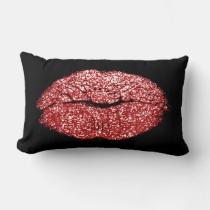 Viviane Rote Lippen Glitzer Black Makeup Kiss Lendenkissen