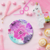 Viviane Violet Fettflorale Blume Rosa Lila Chic Pappteller (Party)