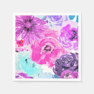 Viviane Violet Fettflorale Blume Rosa Lila Chic Serviette