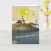Vivian's Shop - The Lighthouse Birthday Card Karte (Gelbe Blume)