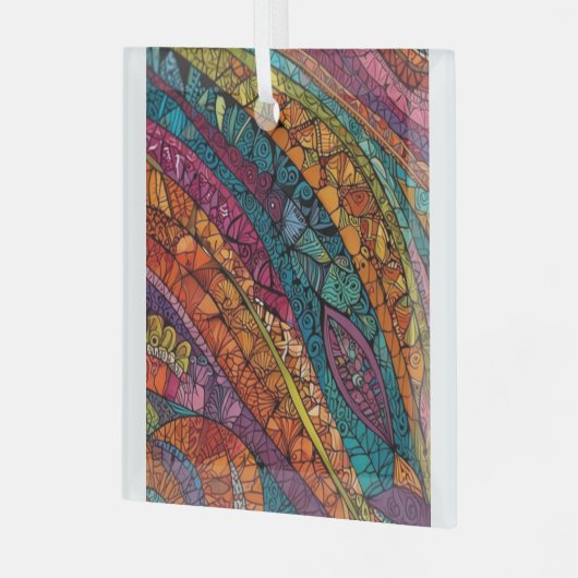 Vivid Abstrakt Geometry Design Ornament Aus Glas (Vorderseite links)