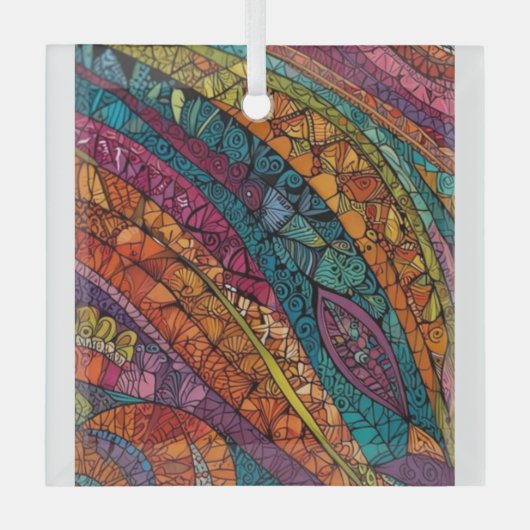 Vivid Abstrakt Geometry Design Ornament Aus Glas (Vorderseite)