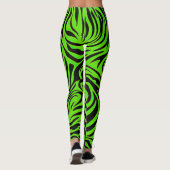 Vivid and Dazzling Lime Green Zebra Stripe Muster Leggings (Rückseite)