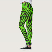 Vivid and Dazzling Lime Green Zebra Stripe Muster Leggings (Links)