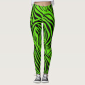 Vivid and Dazzling Lime Green Zebra Stripe Muster Leggings (Vorderseite)