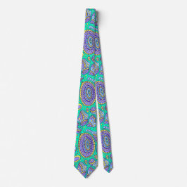 Vivid Aqua und Lila Paisley Neck Tie Krawatte
