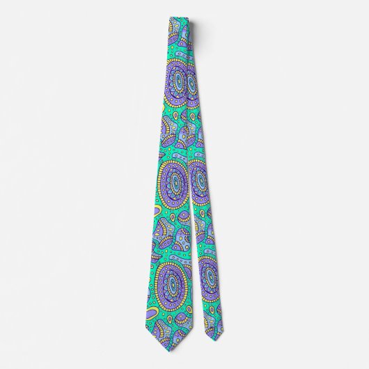 Vivid Aqua und Lila Paisley Neck Tie Krawatte (Vorderseite)