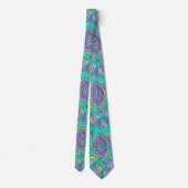 Vivid Aqua und Lila Paisley Neck Tie Krawatte (Rückseite)