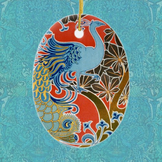 Vivid Art Nouveau Peacock Keramikornament