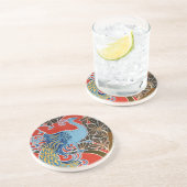 Vivid Art Nouveau Peacock Untersetzer (Seite)