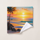 Vivid Beach Sunset Badhandtuch Set (Waschlappen)