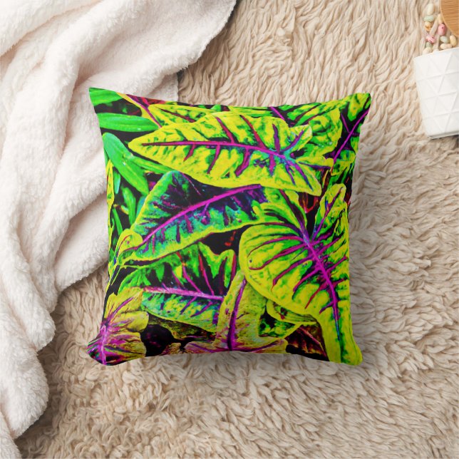 Vivid Blätter Neon Elegance Kissen (Decke)