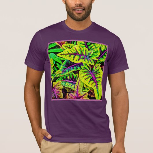 Vivid Blätter Neon Elegance T-Shirt (Vorderseite)