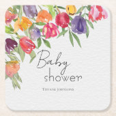 Vivid Blooms Bright Tulips Baby Dusche Rechteckiger Pappuntersetzer (Vorderseite)
