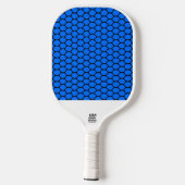 Vivid Blue Black Tiled Honeycomb Muster auf Weiß Pickleball Schläger (Rückseite)