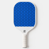Vivid Blue Black Tiled Honeycomb Muster auf Weiß Pickleball Schläger (Vorderseite)