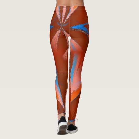 Vivid Blue Brown Orange Leggings (Rückseite)