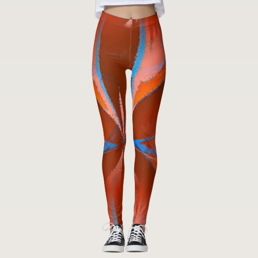 Vivid Blue Brown Orange Leggings (Vorderseite)