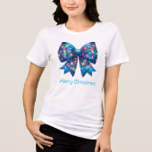Vivid Blue Coquette Christmas Lights Bow Tri-Blend Shirt (Vorderseite)