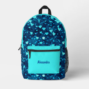 Vivid Blue Hearts Bedruckter Rucksack