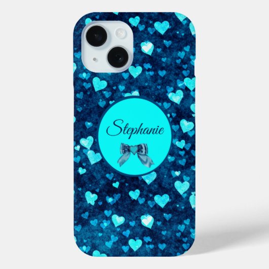 Vivid Blue Hearts Case-Mate iPhone Hülle (Rückseite)