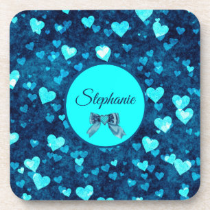 Vivid Blue Hearts Getränkeuntersetzer