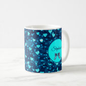 Vivid Blue Hearts Kaffeetasse (VorderseiteRechts)
