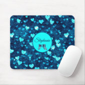 Vivid Blue Hearts Mousepad (Mit Mouse)