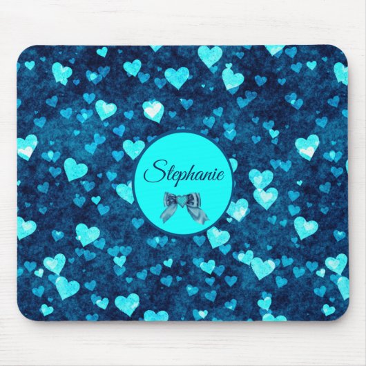 Vivid Blue Hearts Mousepad (Vorne)