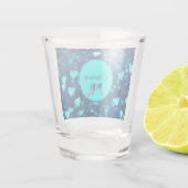 Vivid Blue Hearts Schnapsglas (Rückseite)