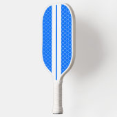 Vivid Blue Honeycomb Muster White Racing Stripes Pickleball Schläger (Links)