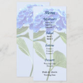 Vivid Blue Hydrangea Wedding Menu Menükarte (Vorne/Hinten)
