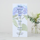 Vivid Blue Hydrangea Wedding Menu Menükarte (Stehend Vorderseite)