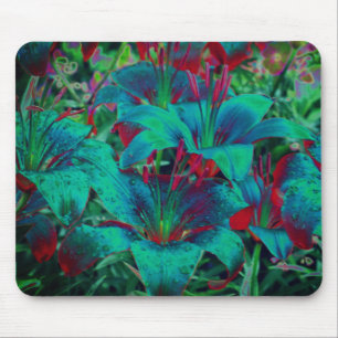 Vivid Blue Lilies Abstrakte Blume Art Mousepad