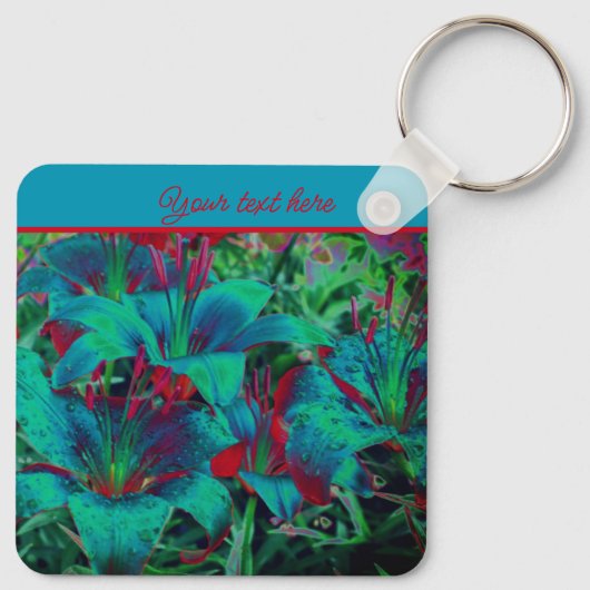 Vivid Blue Lily Blume Personalisiert Schlüsselanhänger (Rückseite)