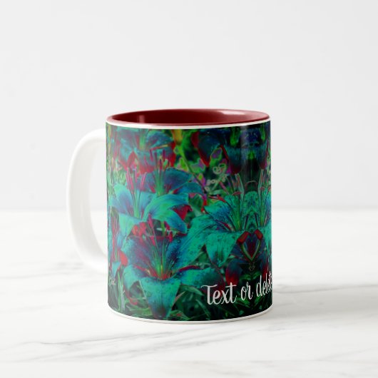 Vivid Blue Lily Blume Personalisiert Zweifarbige Tasse (Vorderseite Links)