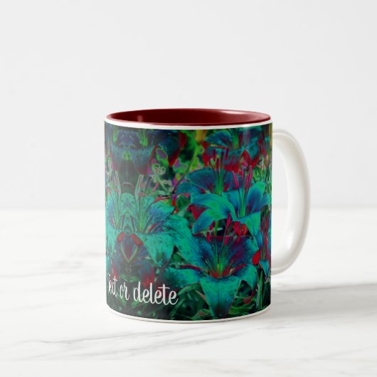 Vivid Blue Lily Blume Personalisiert Zweifarbige Tasse (VorderseiteRechts)