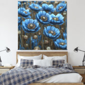 Vivid Blue Poppies Blühen Leinwanddruck (Insitu (Schlafzimmer))