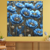 Vivid Blue Poppies Blühen Leinwanddruck (Insitu (Wohnzimmer))