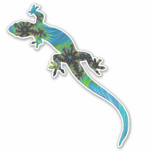Vivid Blue und Green Fraktal Lizard Aufkleber (Vorderseite)