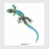 Vivid Blue und Green Fraktal Lizard Aufkleber (Blatt)