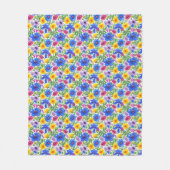 Vivid Blue Yellow Red Purple Flowers Pattern Fleecedecke (Vorderseite)